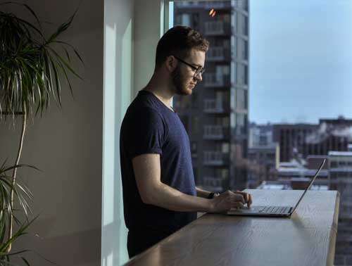 Man working with laptop